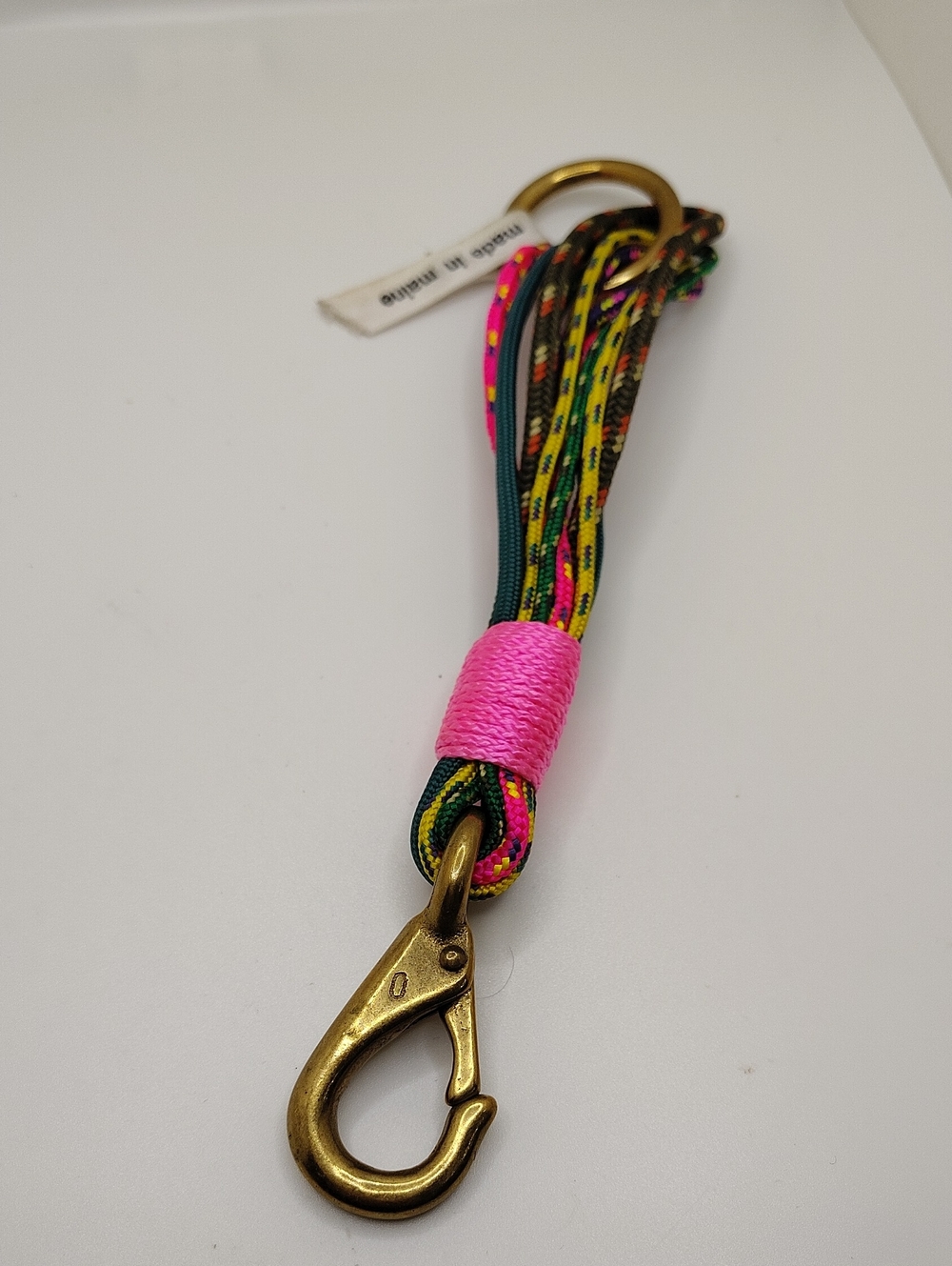 The Ropes Pink Multicolor Braided Key with Brass Clip